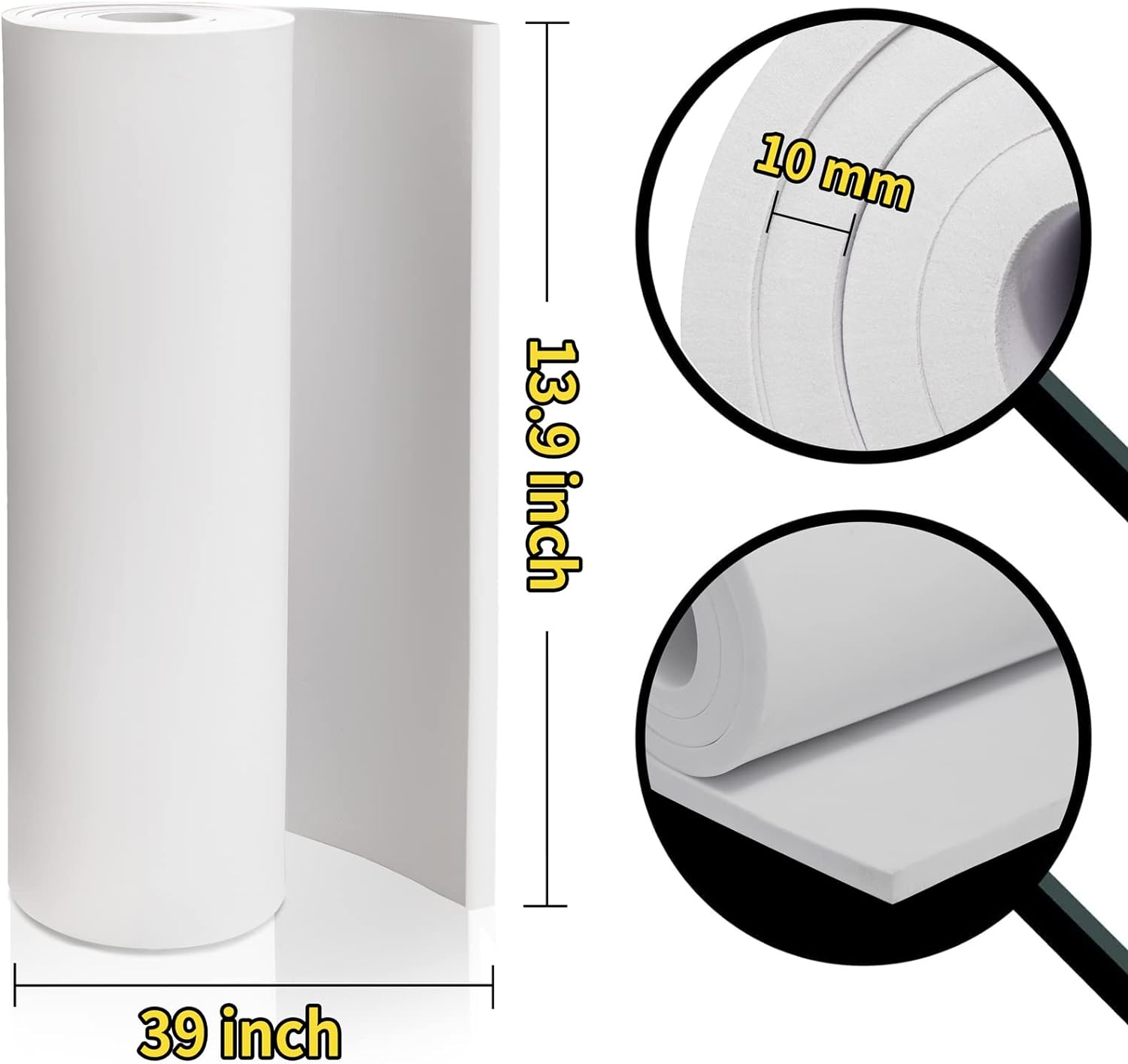 แผ่นโฟมสีขาวม้วนพรีเมี่ยมคอสเพลย์แผ่นโฟมEva 10 มม.หนา 39 &quot;x 13.9&#39;&#39; ความหนาแน่นสูง 86 กก./m3 สำหรับคอสเพลย์ชุดหัตถกรรม DIY โครงการโดย PAIDU
