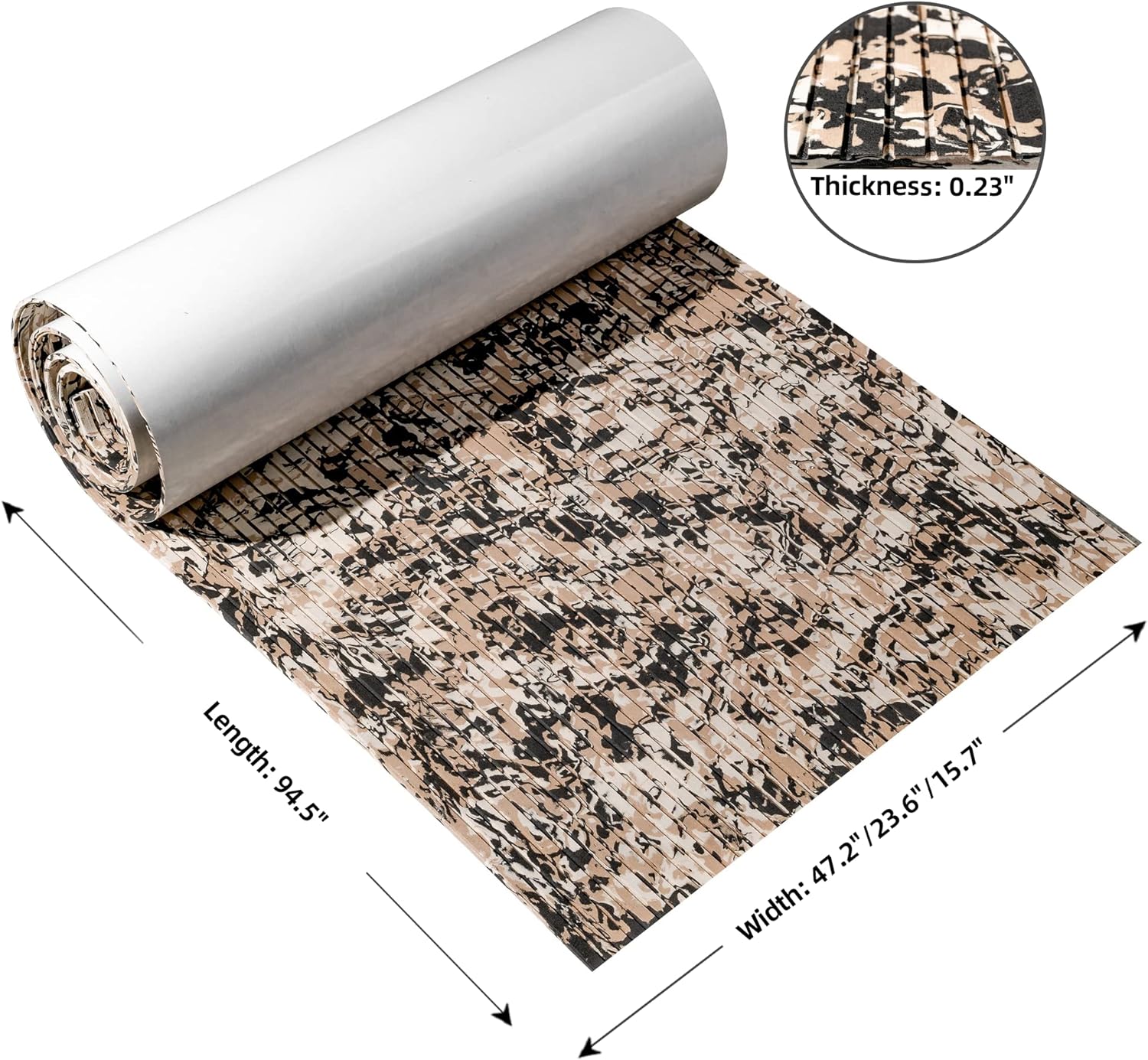 Boat Flooring Eva Foam Boat Decking Marine Flooring Camo Brushed Non-slip Self-adhesive Boat Carpet For Motorboat Yacht Kayak RV Swimming Pool 94.5"x47.2"/ 23.6"/15.7" By PAIDU