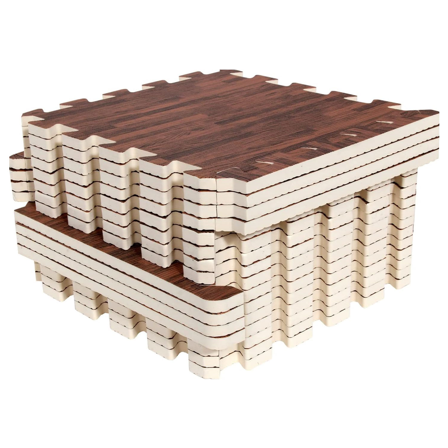 16 ชิ้น Interlocking พิมพ์ไม้ Grain Eva โฟมเสื่อป้องกันกระเบื้องปูพื้นเสื่อเล่นออกกำลังกายสำหรับห้องเด็กห้องนั่งเล่นห้องนอนบ้าน 11.8 &quot;x 11.8&quot; ลายไม้สีน้ำตาลโดย PAIDU