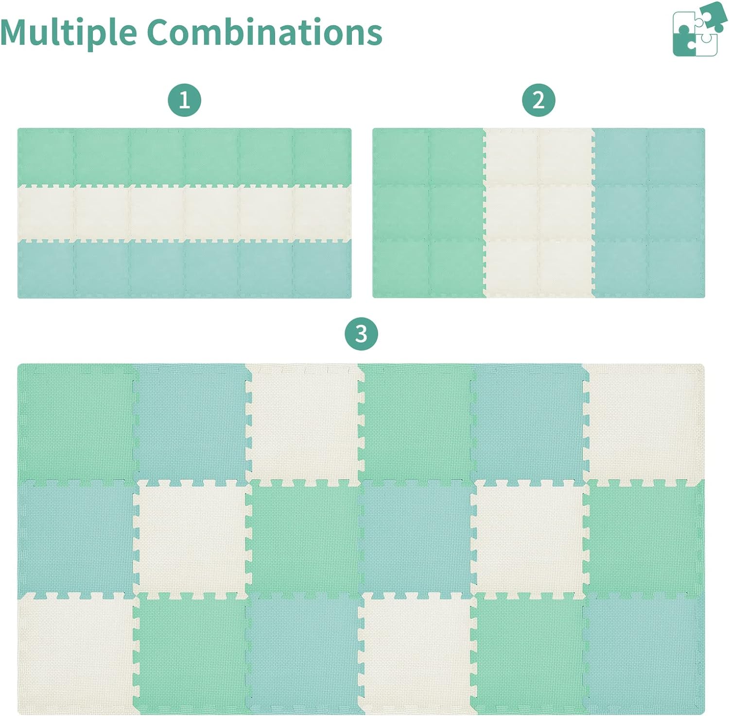 Interlocking Floor Mats Soft Puzzle Play Mats Thick Eva Foam Play Tiles Anti-fatigue Flooring Carpet 17 Square Feet Gym Mat Rug For Home Exercise Yoga Workout Blue White Green 18 Tiles By PAIDU